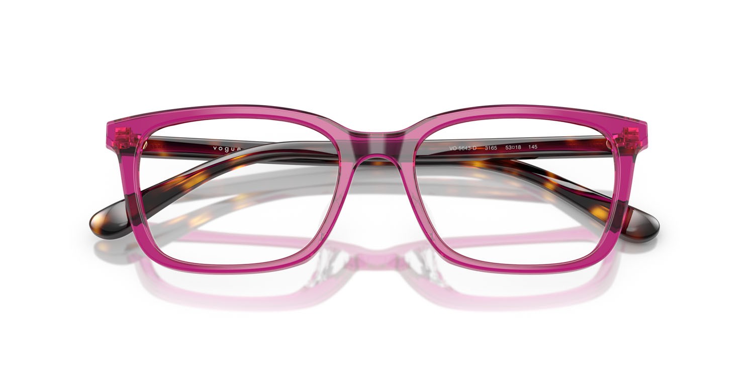 Eyeglasses Vogue VO 5643D (3165) color viola trasparente shape square lenses lente demo
