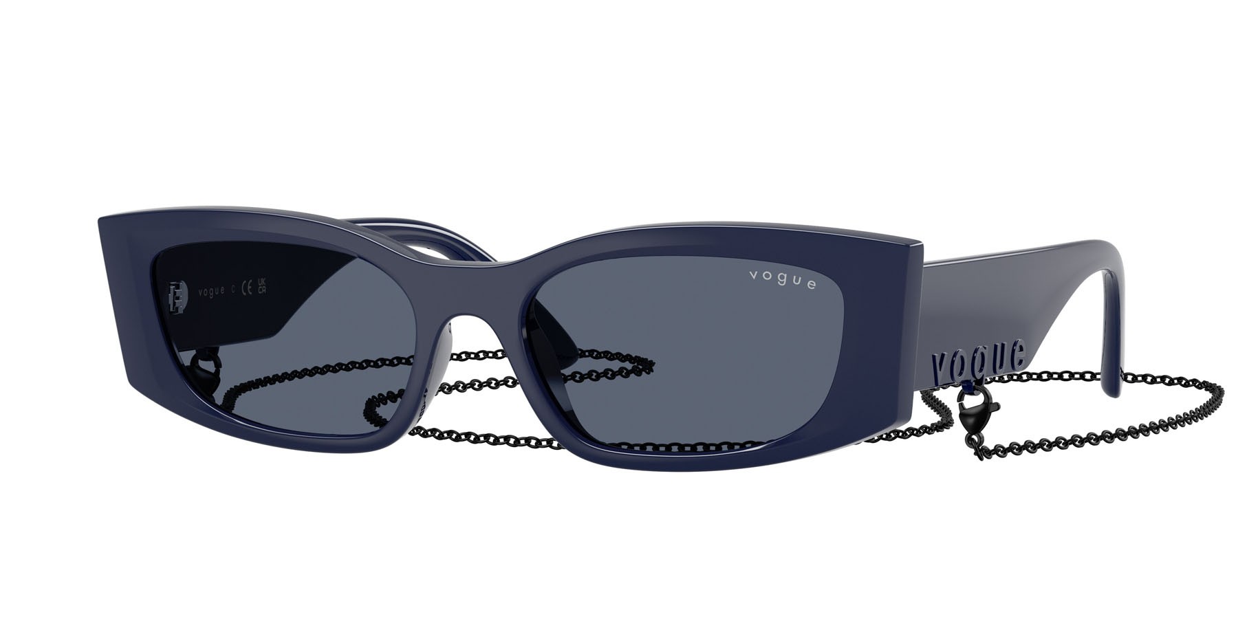 Sunglasses Vogue VO 5655SU (324087) color blu pieno shape square lenses grigio scuro