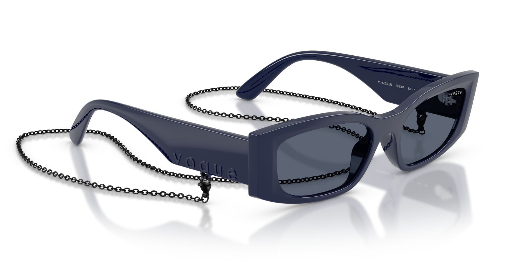 Sunglasses Vogue VO 5655SU (324087) color blu pieno shape square lenses grigio scuro