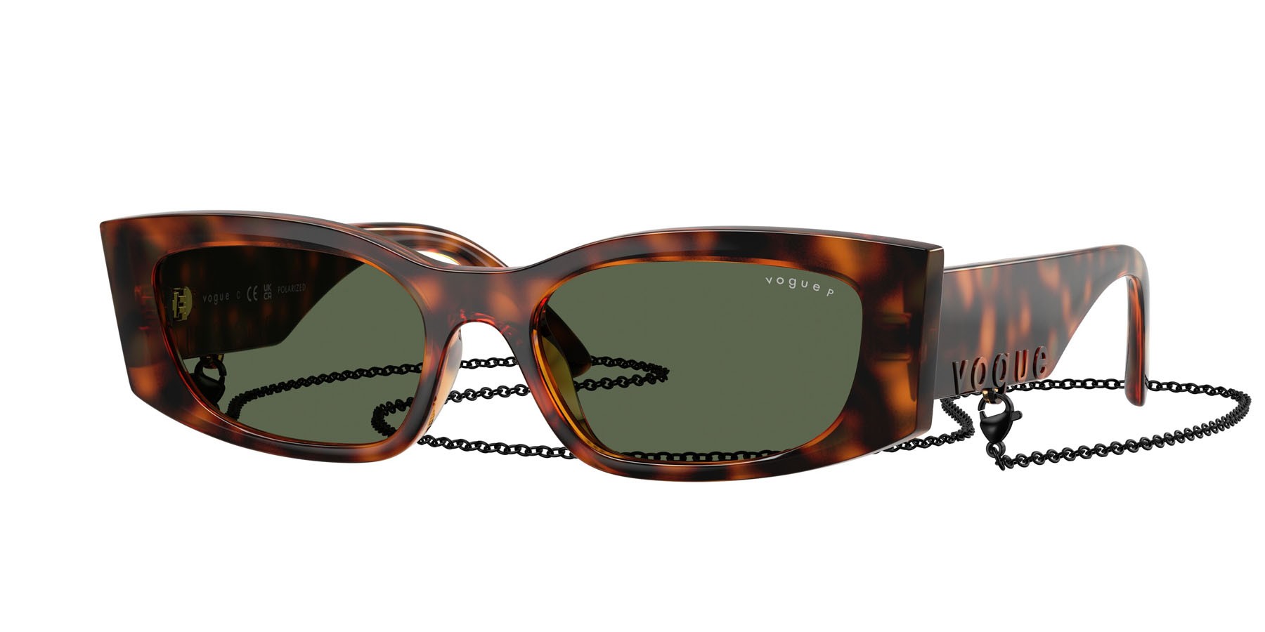 Sunglasses Vogue VO 5655SU (W6569A) color havana scuro shape square lenses polar verde scuro