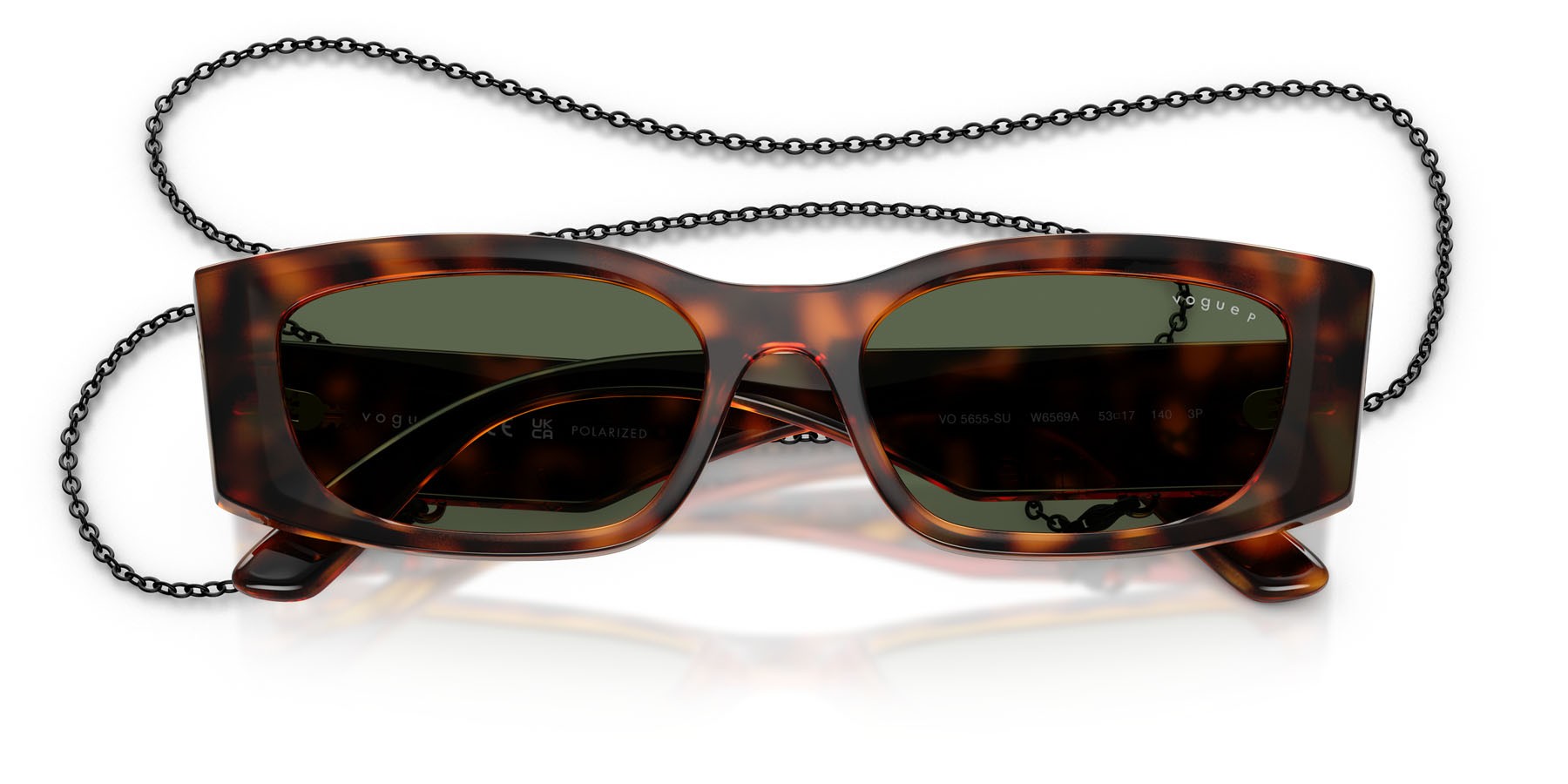 Sunglasses Vogue VO 5655SU (W6569A) color havana scuro shape square lenses polar verde scuro