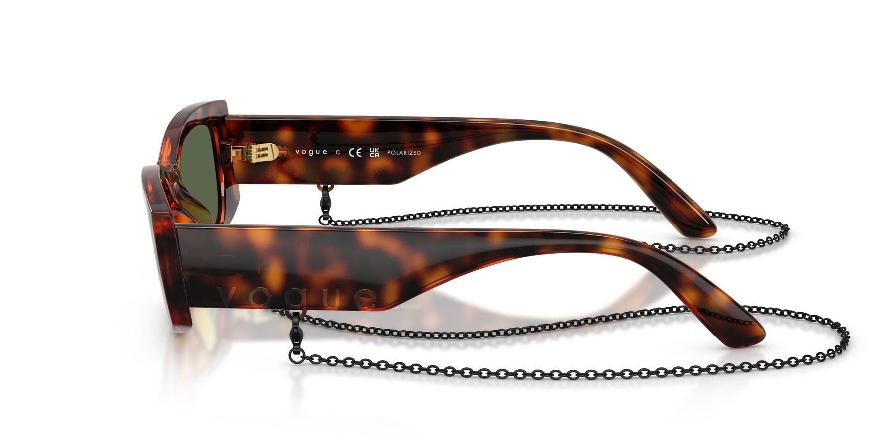 Sunglasses Vogue VO 5655SU (W6569A) color havana scuro shape square lenses polar verde scuro