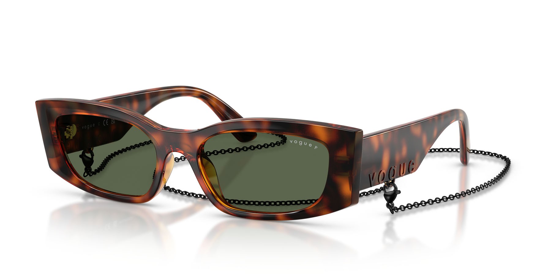 Sunglasses Vogue VO 5655SU (W6569A) color havana scuro shape square lenses polar verde scuro