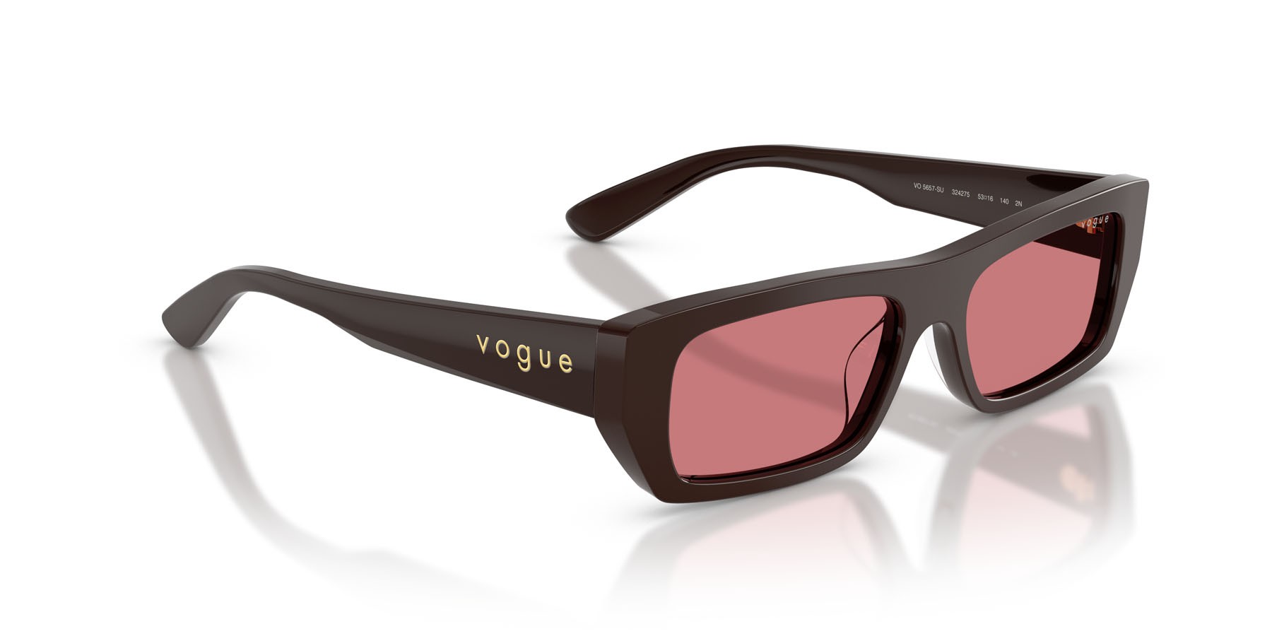 Sunglasses Vogue VO 5657SU (324275) color marrone pieno shape rectangle lenses rosso