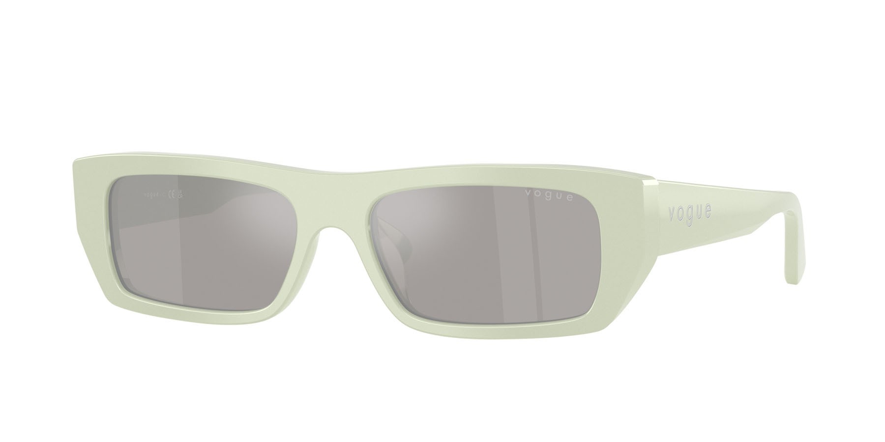 Sunglasses Vogue VO 5657SU (32436G) color verde menta pieno shape rectangle lenses grigio chiaro specchiato argento