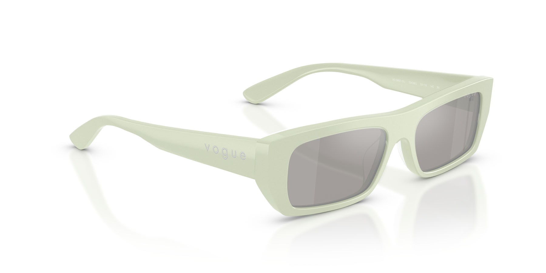 Sunglasses Vogue VO 5657SU (32436G) color verde menta pieno shape rectangle lenses grigio chiaro specchiato argento