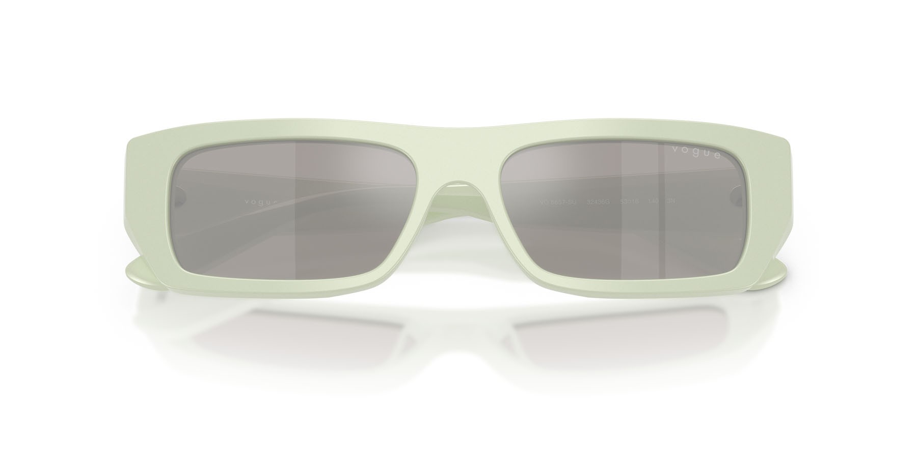 Sunglasses Vogue VO 5657SU (32436G) color verde menta pieno shape rectangle lenses grigio chiaro specchiato argento
