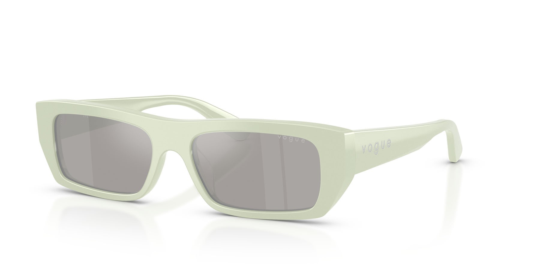 Sunglasses Vogue VO 5657SU (32436G) color verde menta pieno shape rectangle lenses grigio chiaro specchiato argento