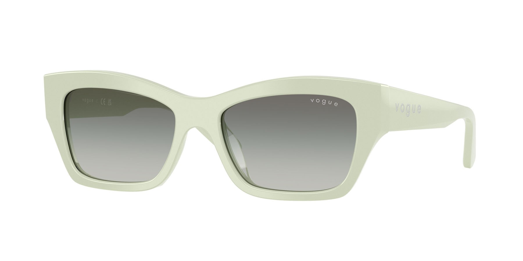 Occhiali da sole Vogue VO 5658SU (324311) colore verde menta pieno forma farfalla lenti grigio sfumato
