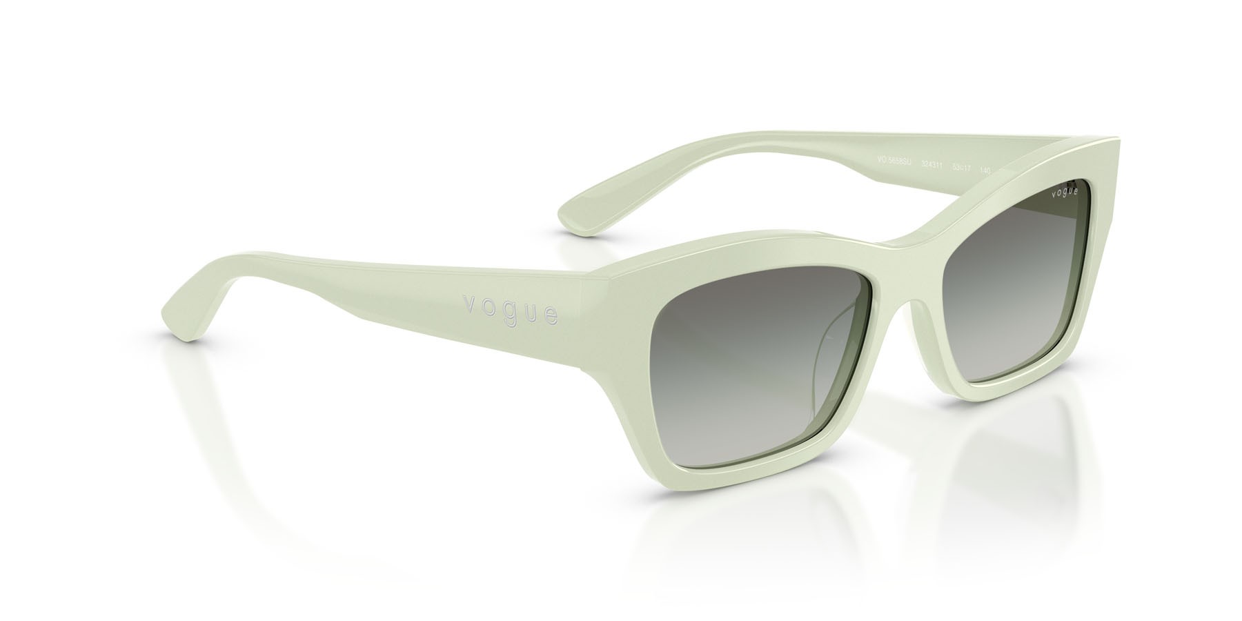 Occhiali da sole Vogue VO 5658SU (324311) colore verde menta pieno forma farfalla lenti grigio sfumato