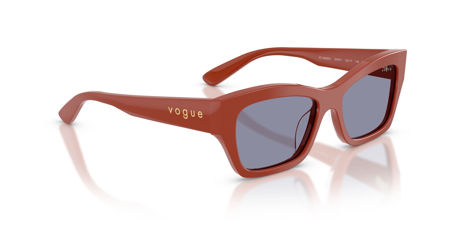 Occhiali da sole Vogue VO 5658SU (3244/1) colore mattone pieno forma farfalla lenti grigio lavanda