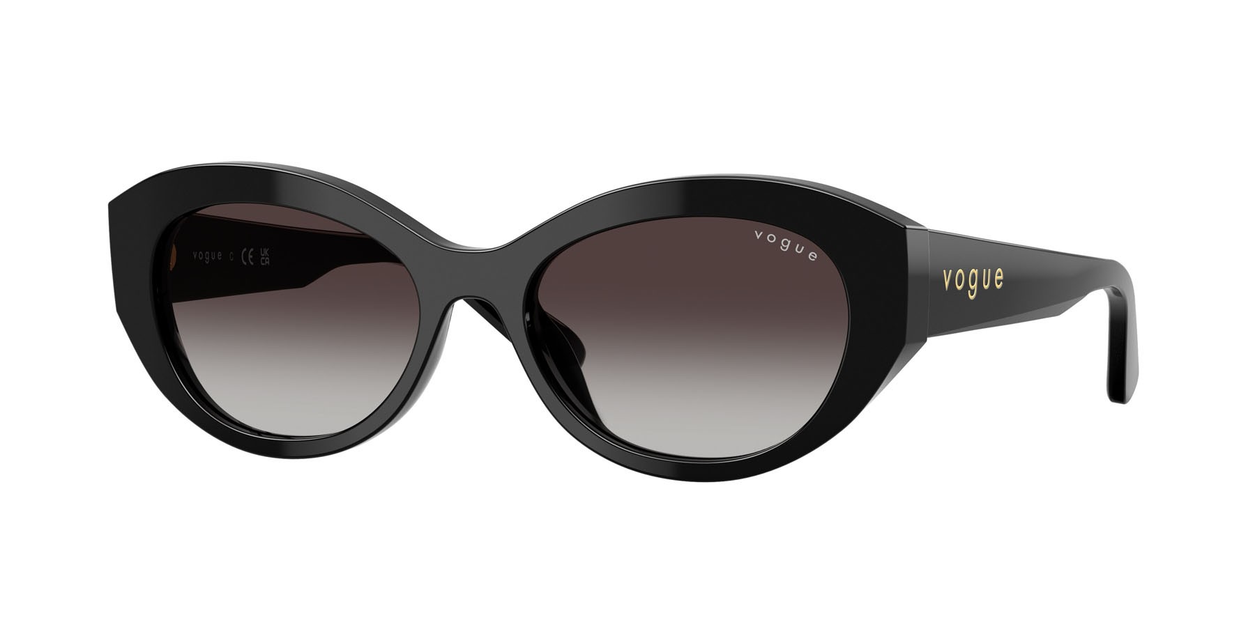 Sunglasses Vogue VO 5659SU (W44/8G) color nero shape irregular lenses grigio sfumato nero