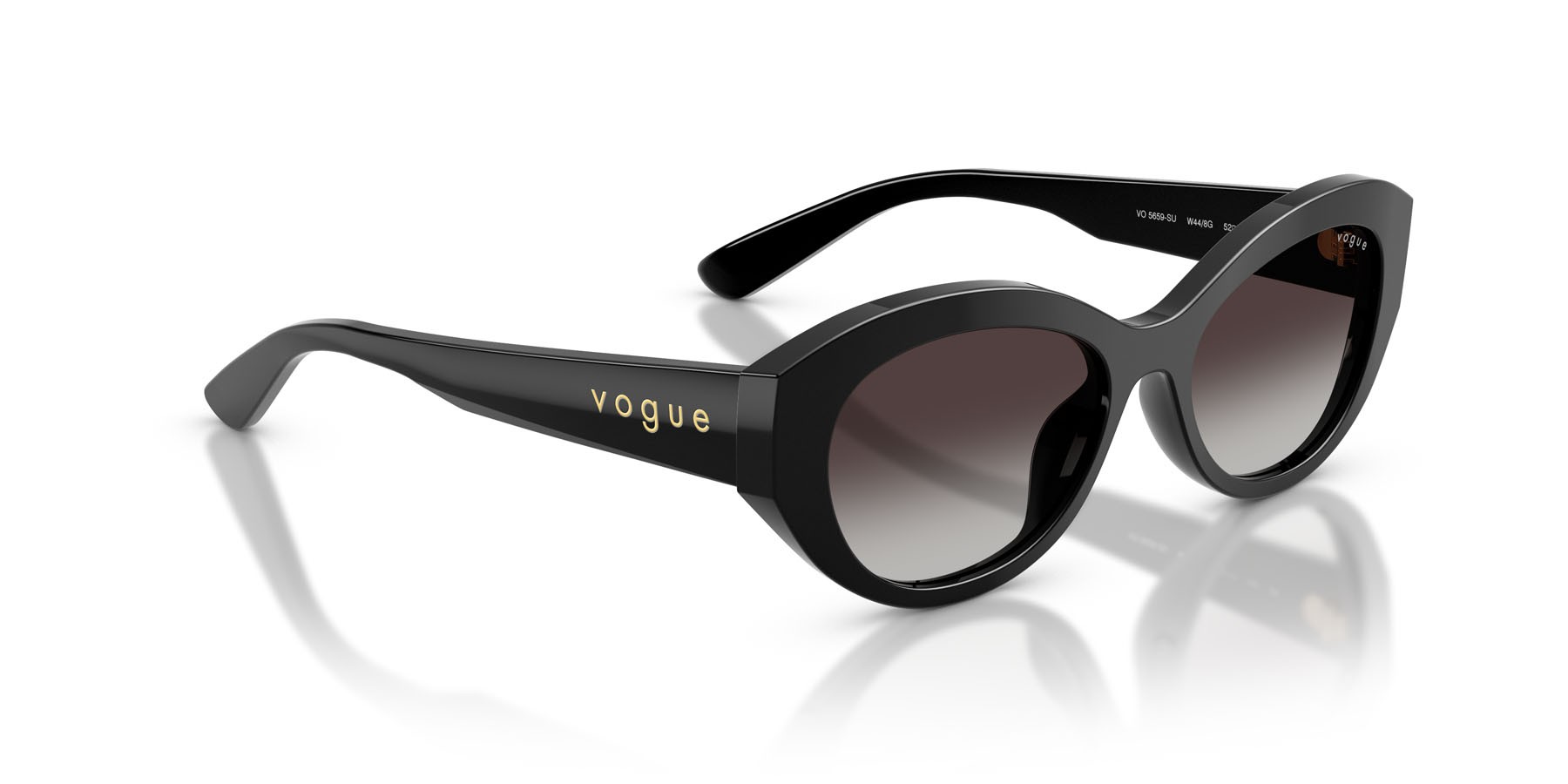 Sunglasses Vogue VO 5659SU (W44/8G) color nero shape irregular lenses grigio sfumato nero