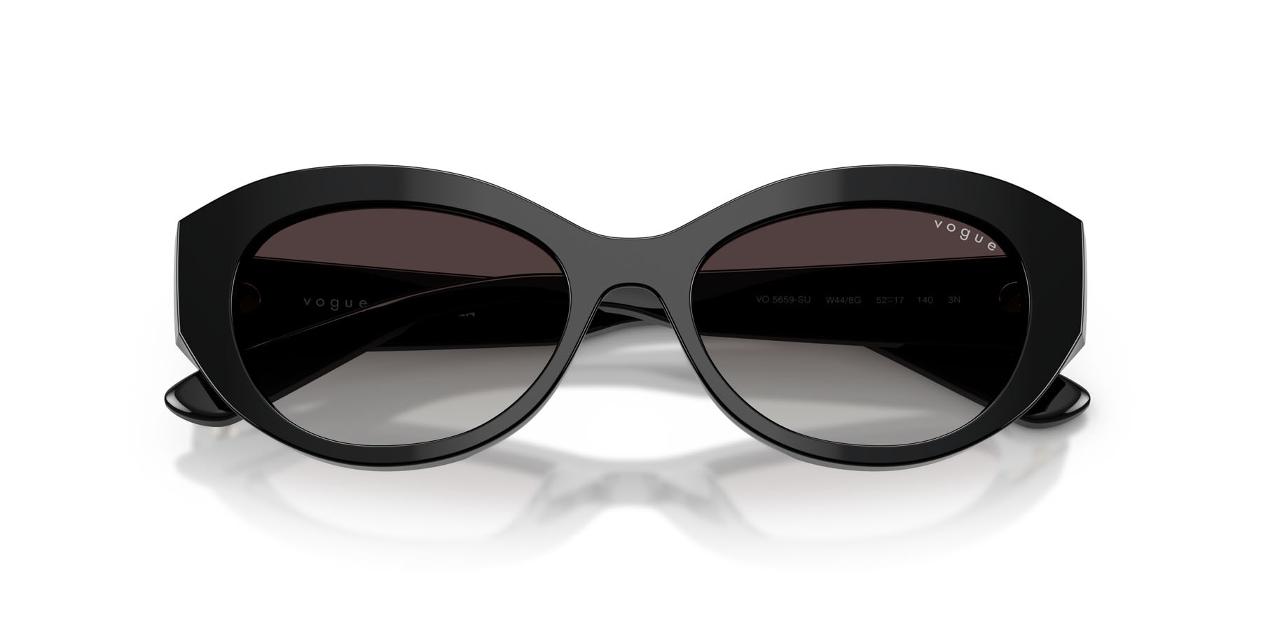 Sunglasses Vogue VO 5659SU (W44/8G) color nero shape irregular lenses grigio sfumato nero