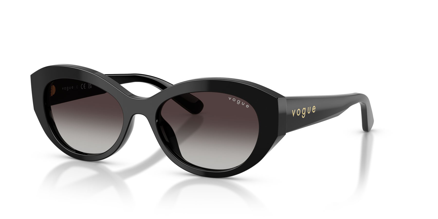 Sunglasses Vogue VO 5659SU (W44/8G) color nero shape irregular lenses grigio sfumato nero
