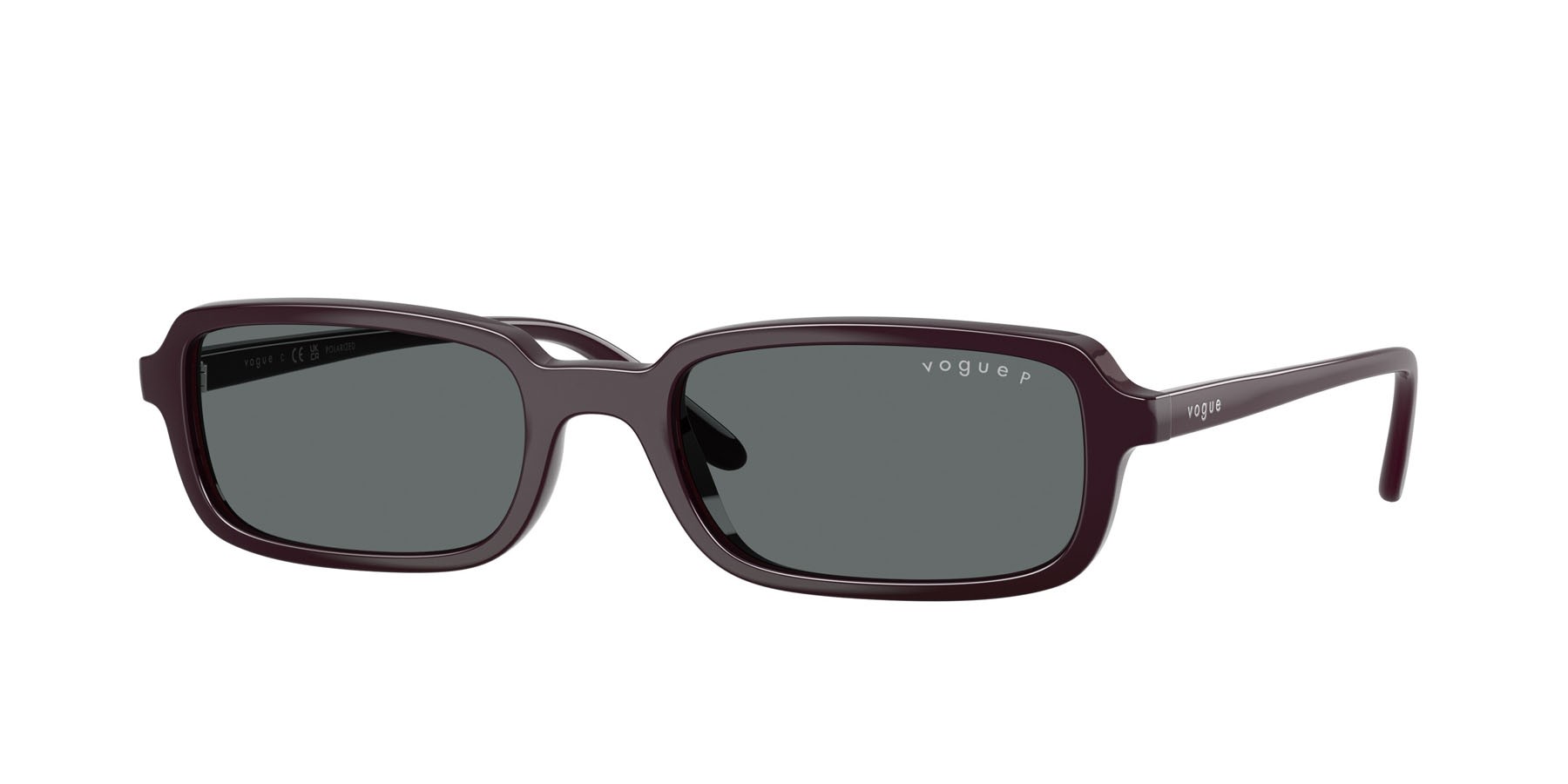 Sunglasses Vogue VO 5666S (242681) color bordeaux full shape square lenses polarized grigio scuro