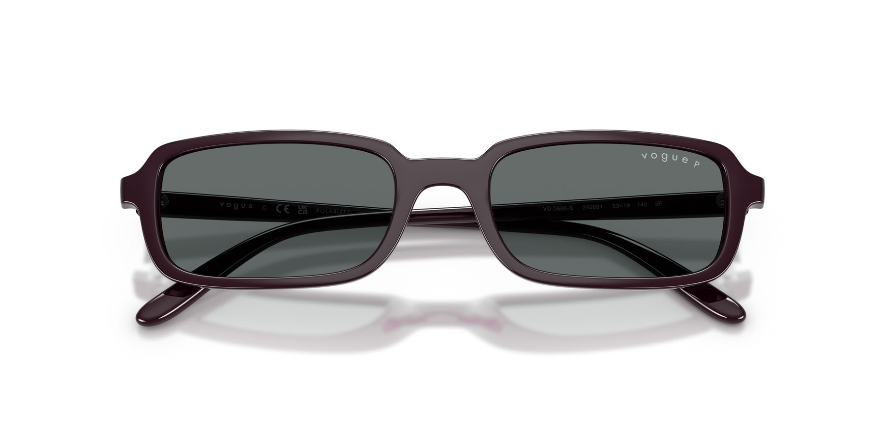 Sunglasses Vogue VO 5666S (242681) color bordeaux full shape square lenses polarized grigio scuro