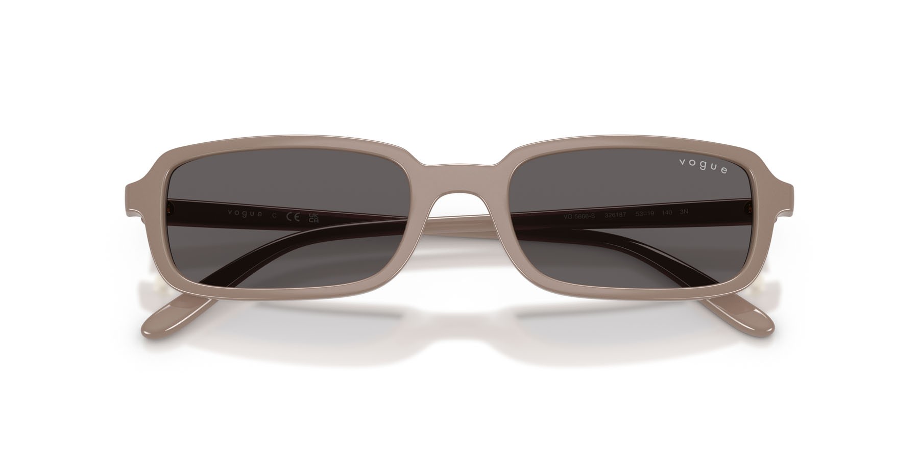 Sunglasses Vogue VO 5666S (326187) color beige scuro pieno shape square lenses nero/grigio fumo