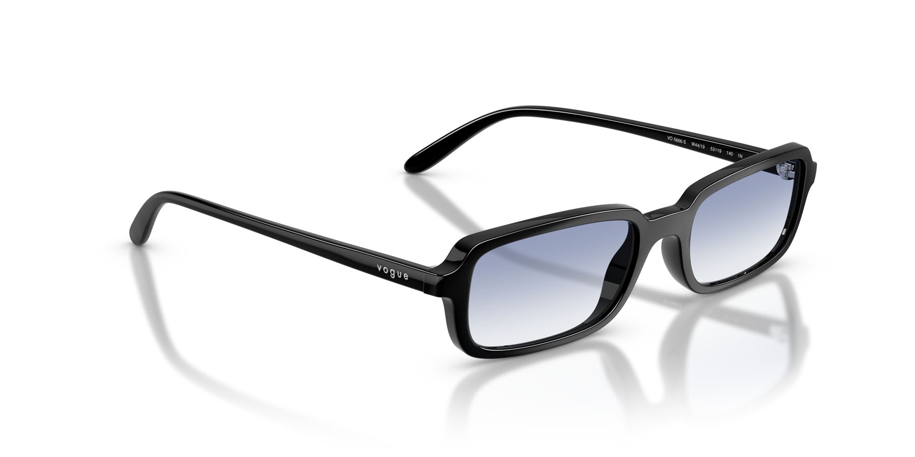 Sunglasses Vogue VO 5666S (W44/19) color nero shape square lenses trasparente sfumato azzurro