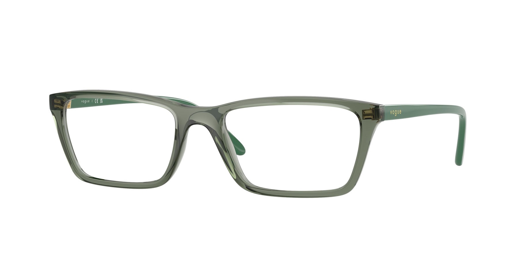 Eyeglasses Vogue VO 5667 (3086) color verde germano reale trasparente shape square lenses lente demo