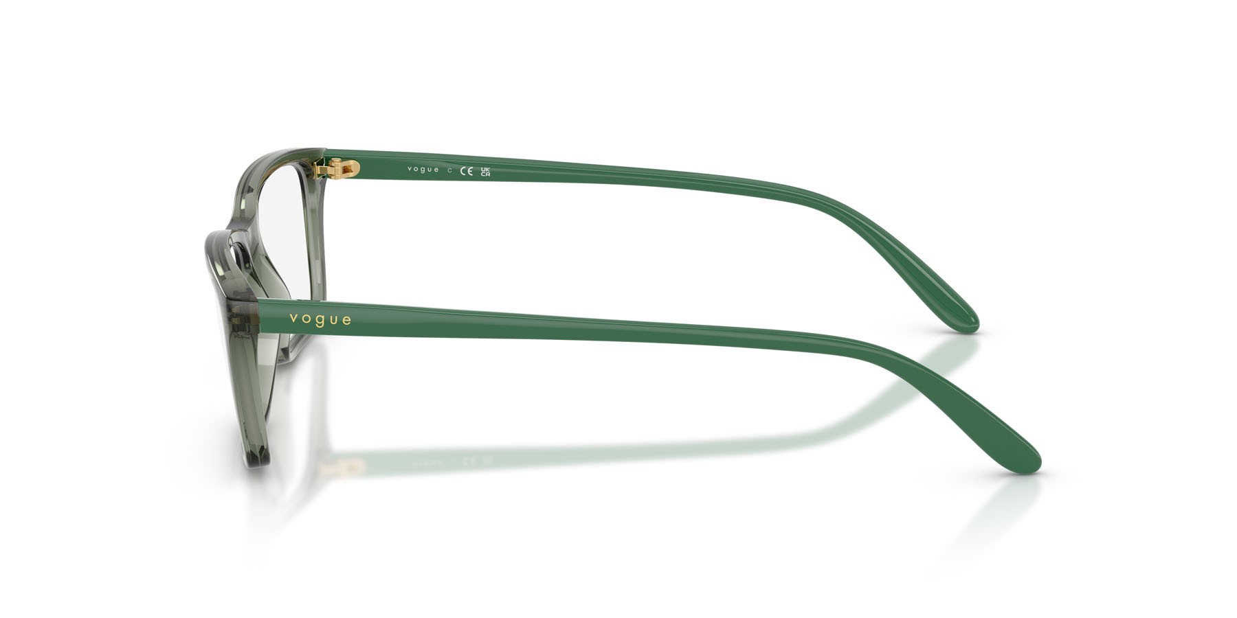 Eyeglasses Vogue VO 5667 (3086) color verde germano reale trasparente shape square lenses lente demo
