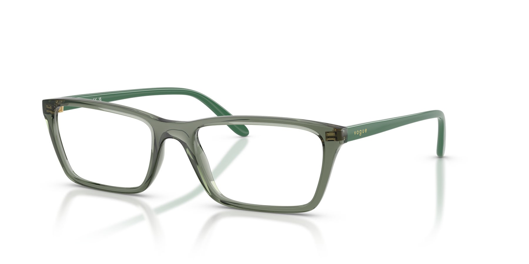 Eyeglasses Vogue VO 5667 (3086) color verde germano reale trasparente shape square lenses lente demo