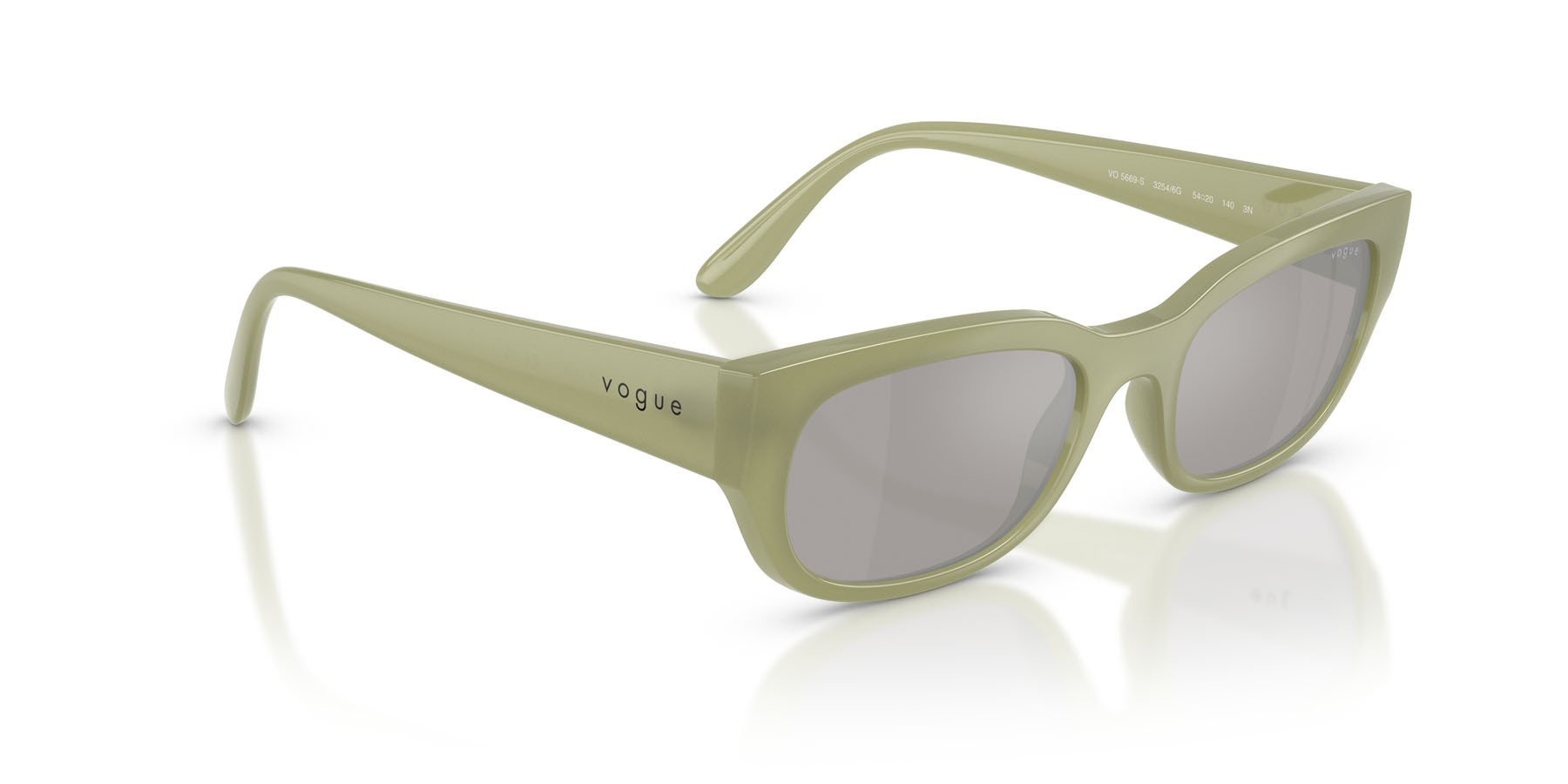 Occhiali da sole Vogue VO 5669S (32546G) colore verde opalino forma quadrato lenti grigio chiaro specchiato argento