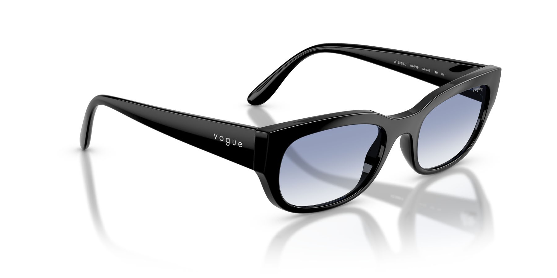 Sunglasses Vogue VO 5669S (W44/19) color nero shape square lenses trasparente sfumato azzurro