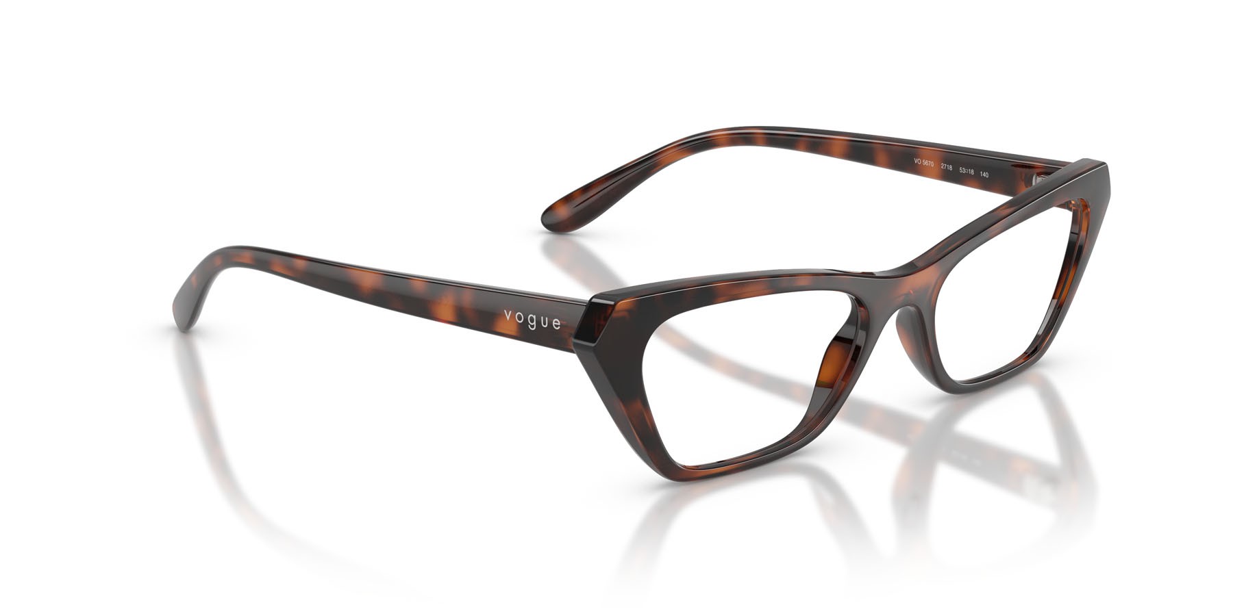 Eyeglasses Vogue VO 5670 (2718) color havana scuro totale shape cat eye lenses lente demo