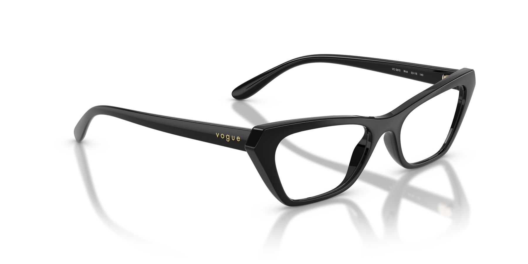Occhiali da vista Vogue VO 5670 (W44) colore nero forma cat eye lenti lente demo