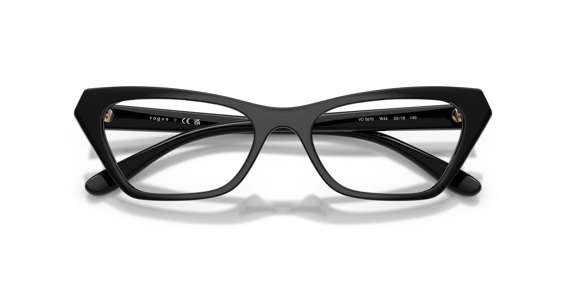 Occhiali da vista Vogue VO 5670 (W44) colore nero forma cat eye lenti lente demo