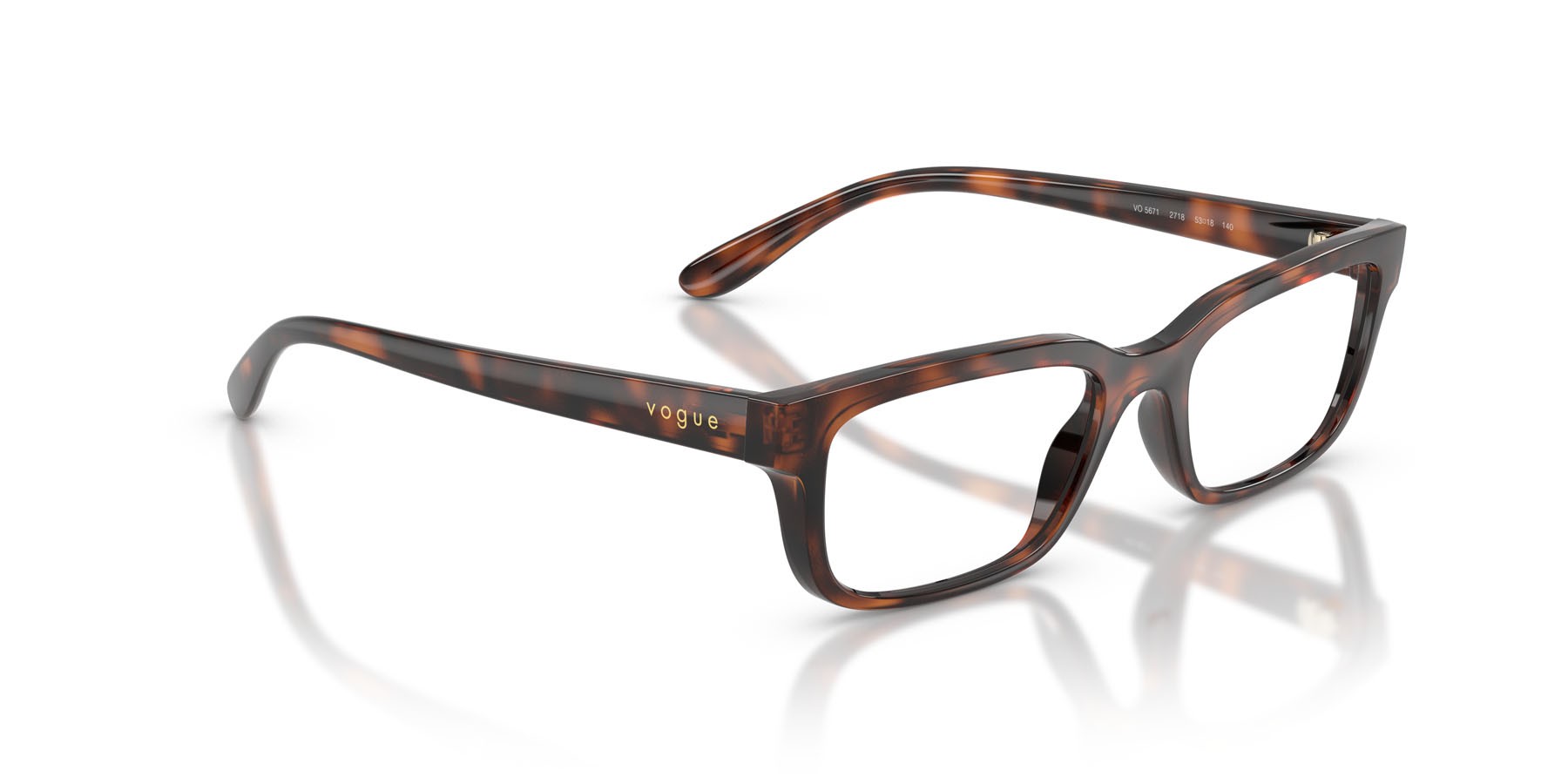 Eyeglasses Vogue VO 5671 (2718) color havana scuro totale shape rectangle lenses lente demo