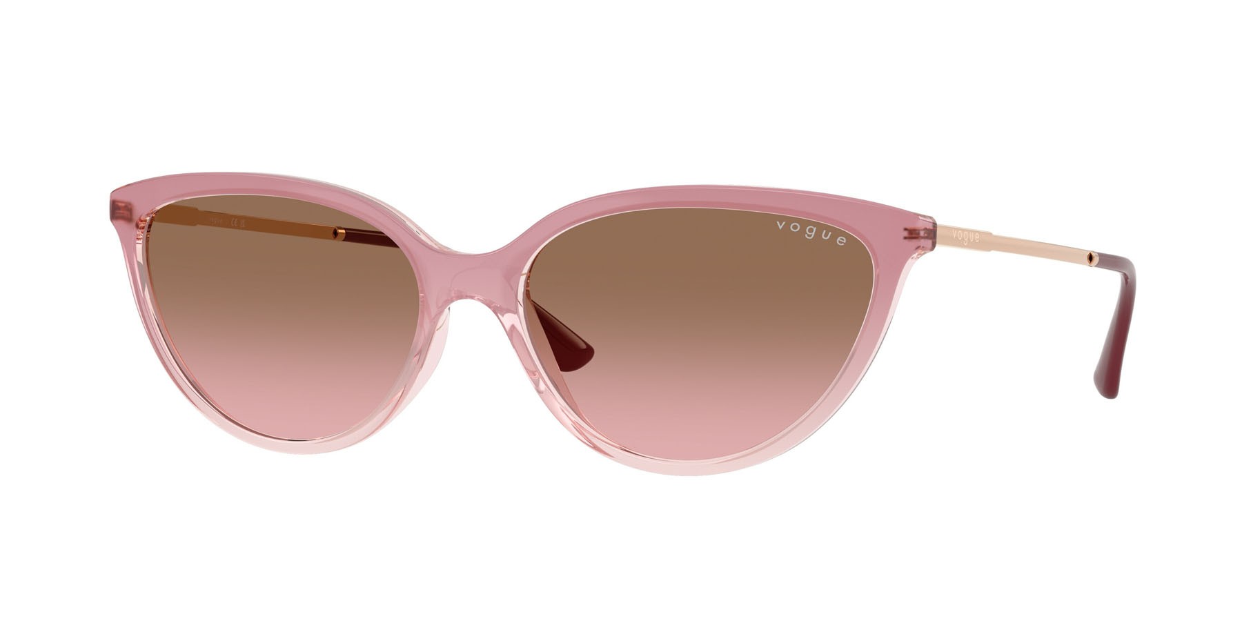 Sunglasses Vogue VO 5672S (325814) color rosa sfumato/rosa trasparente shape cat eye lenses rosa sfumato marrone