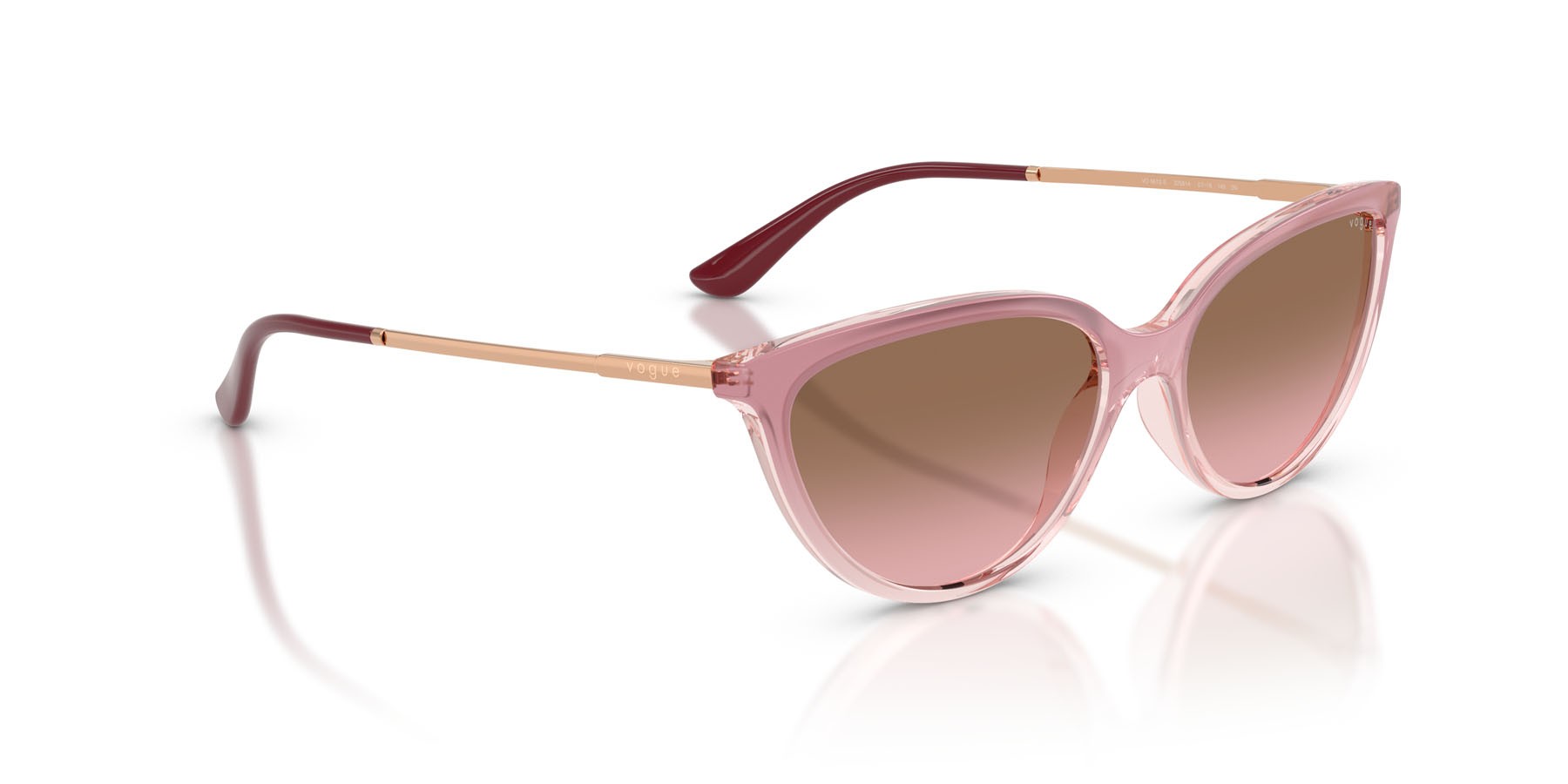 Sunglasses Vogue VO 5672S (325814) color rosa sfumato/rosa trasparente shape cat eye lenses rosa sfumato marrone