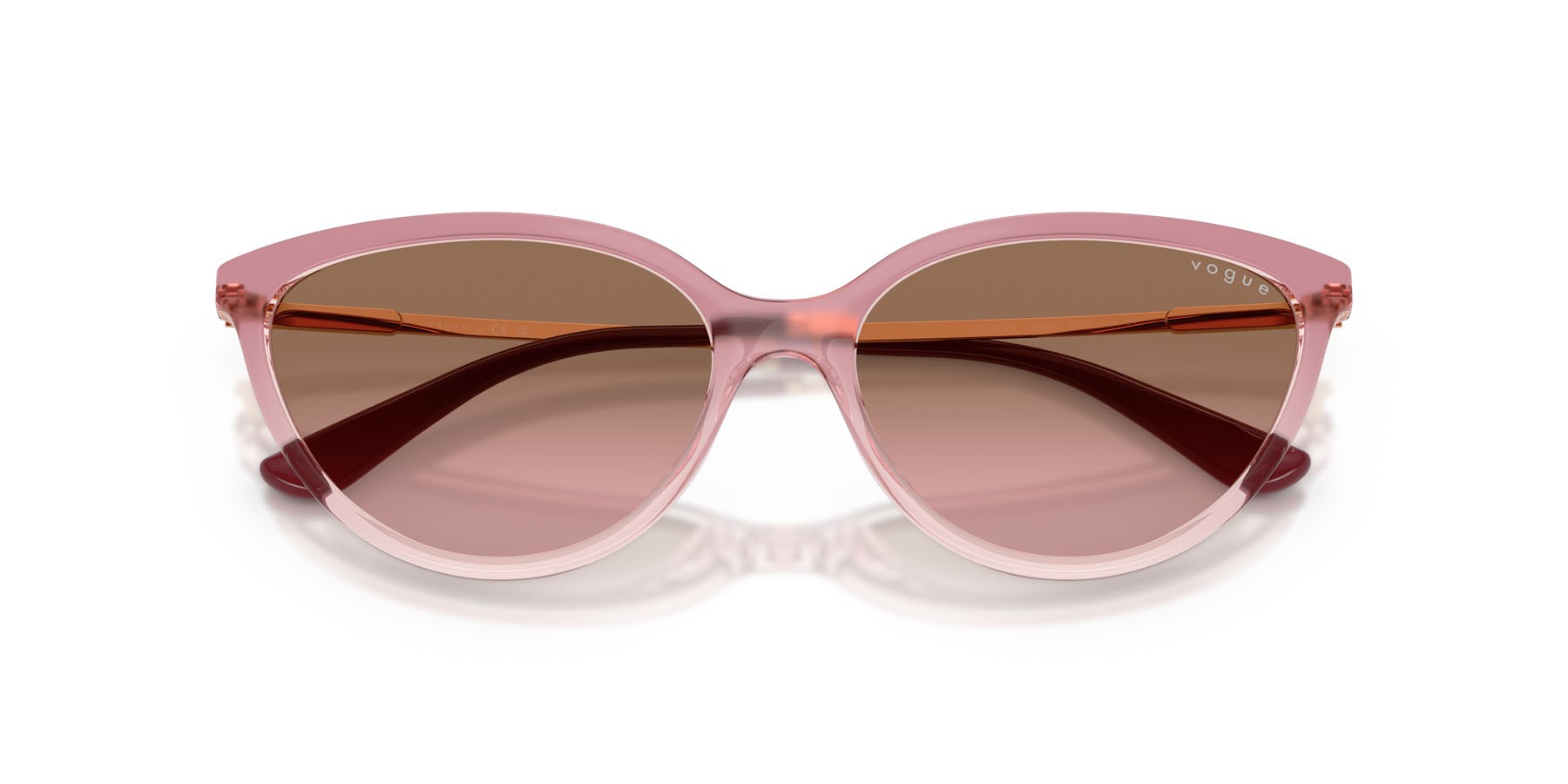 Sunglasses Vogue VO 5672S (325814) color rosa sfumato/rosa trasparente shape cat eye lenses rosa sfumato marrone