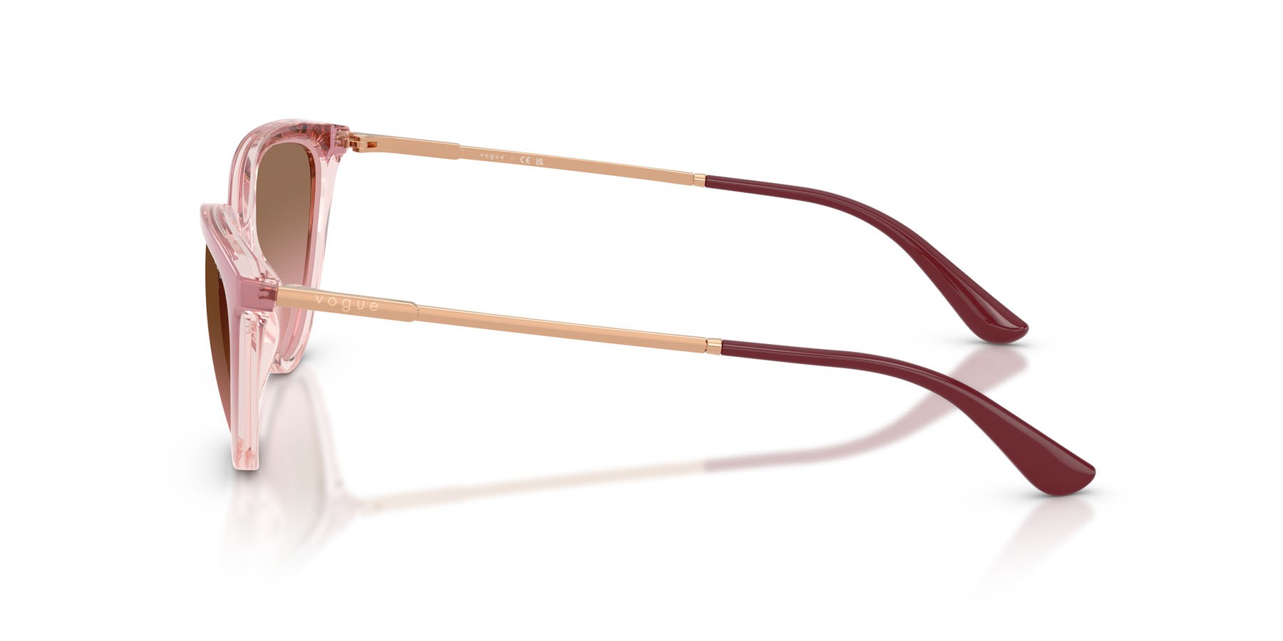 Sunglasses Vogue VO 5672S (325814) color rosa sfumato/rosa trasparente shape cat eye lenses rosa sfumato marrone