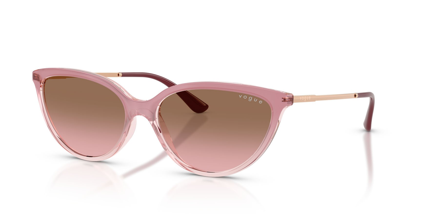 Sunglasses Vogue VO 5672S (325814) color rosa sfumato/rosa trasparente shape cat eye lenses rosa sfumato marrone