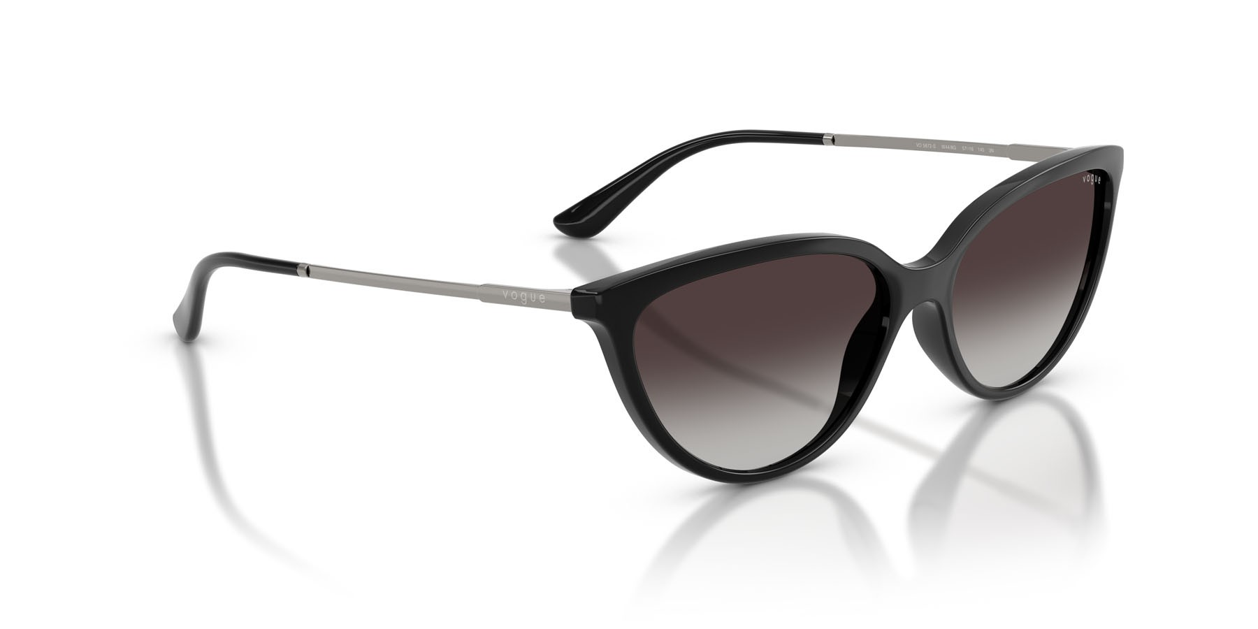 Sunglasses Vogue VO 5672S (W44/8G) color nero shape cat eye lenses sfumato grigio