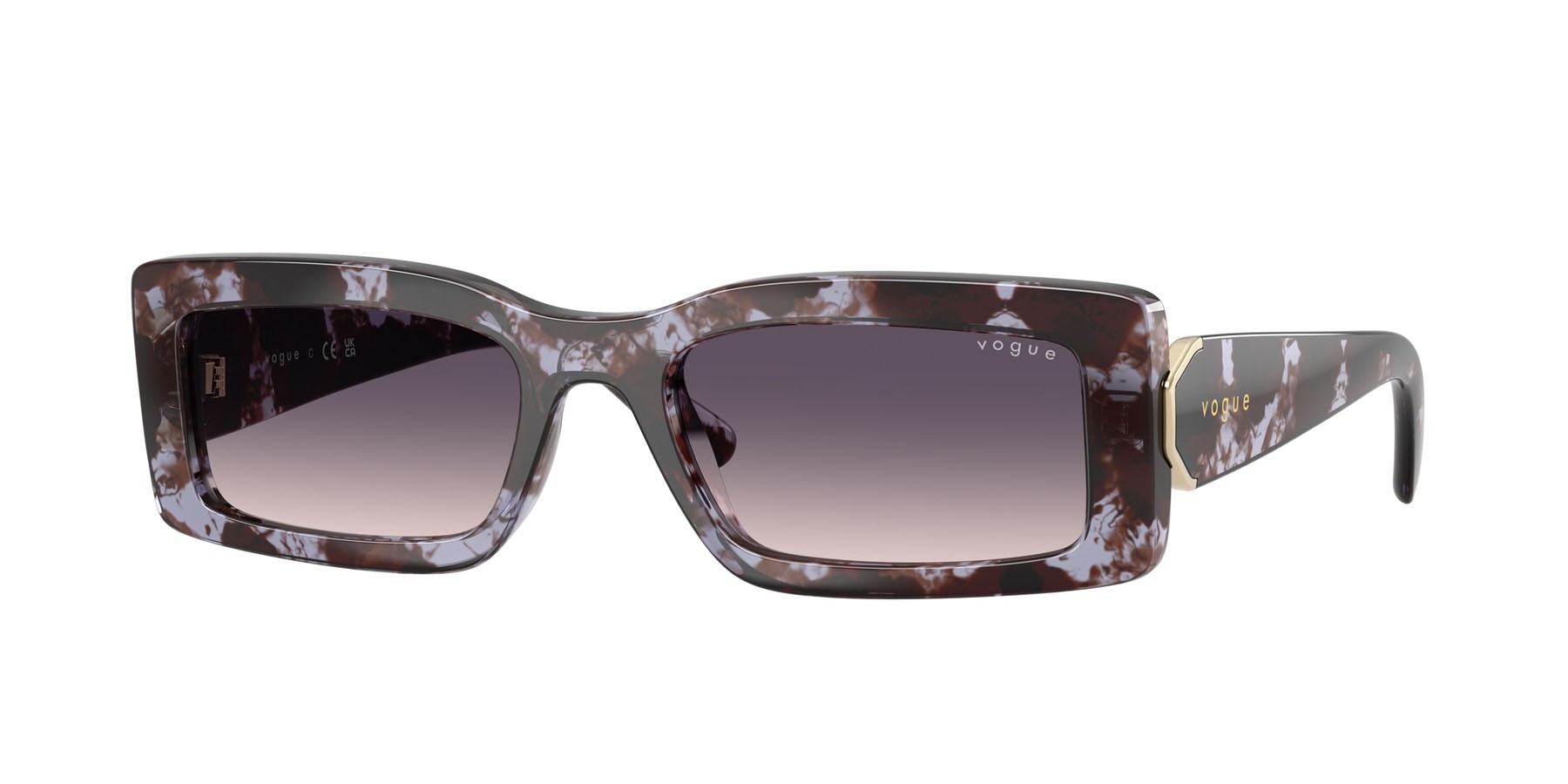 Sunglasses Vogue VO 5674S (317836) color havana viola shape rectangle lenses rosa sfumato grigio scuro
