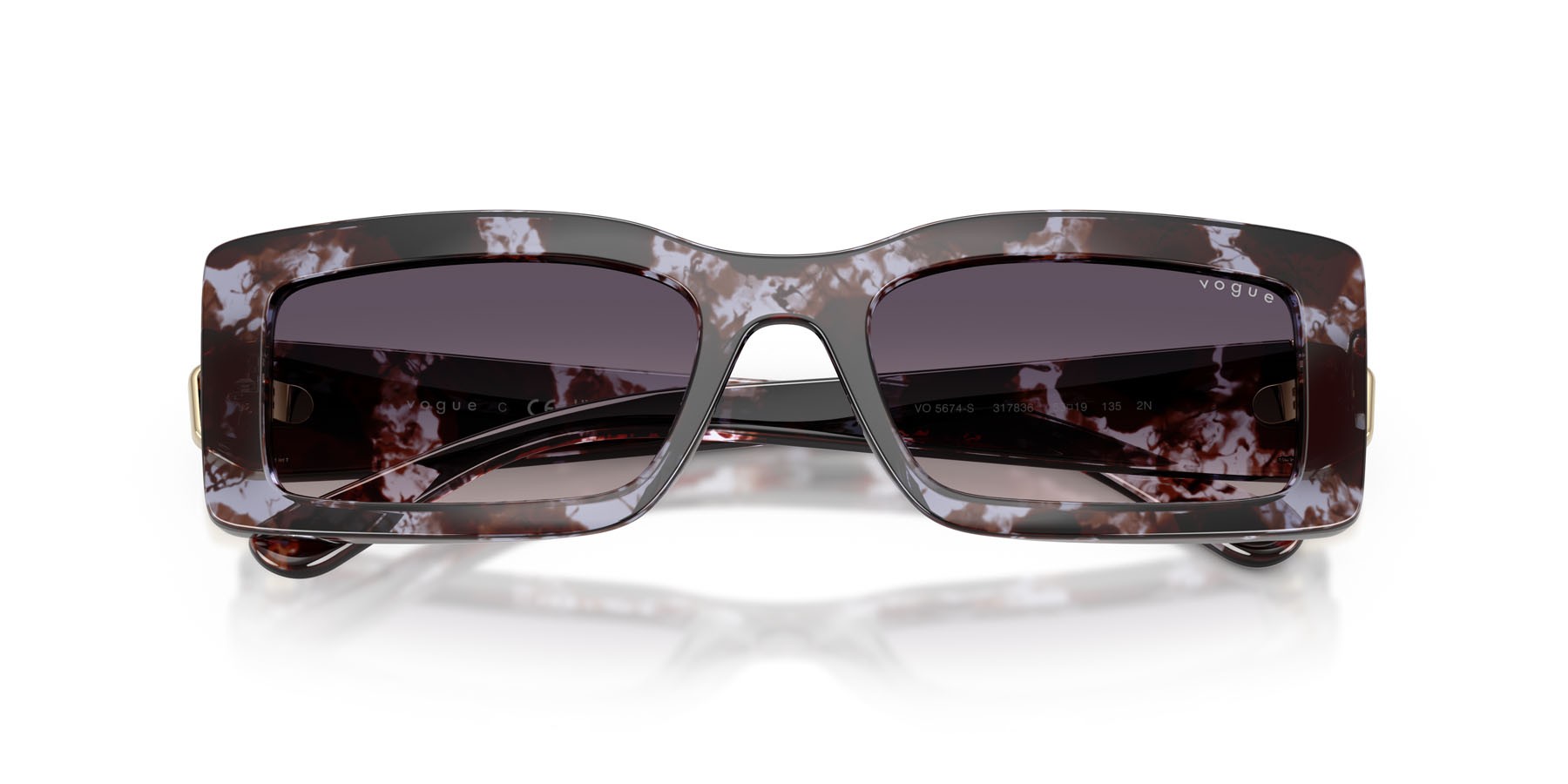 Sunglasses Vogue VO 5674S (317836) color havana viola shape rectangle lenses rosa sfumato grigio scuro