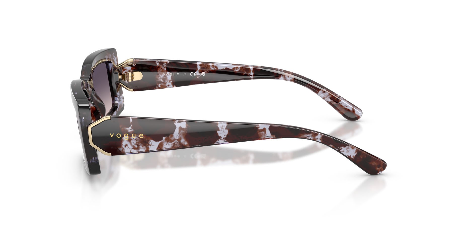 Sunglasses Vogue VO 5674S (317836) color havana viola shape rectangle lenses rosa sfumato grigio scuro