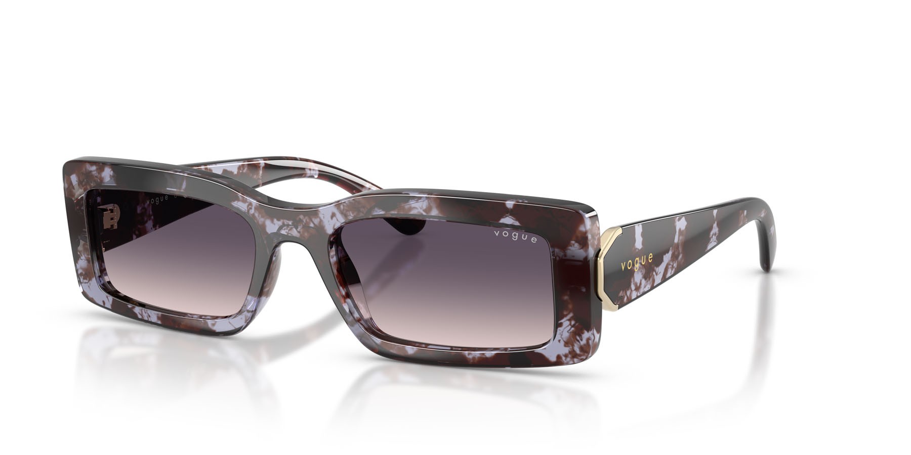 Sunglasses Vogue VO 5674S (317836) color havana viola shape rectangle lenses rosa sfumato grigio scuro
