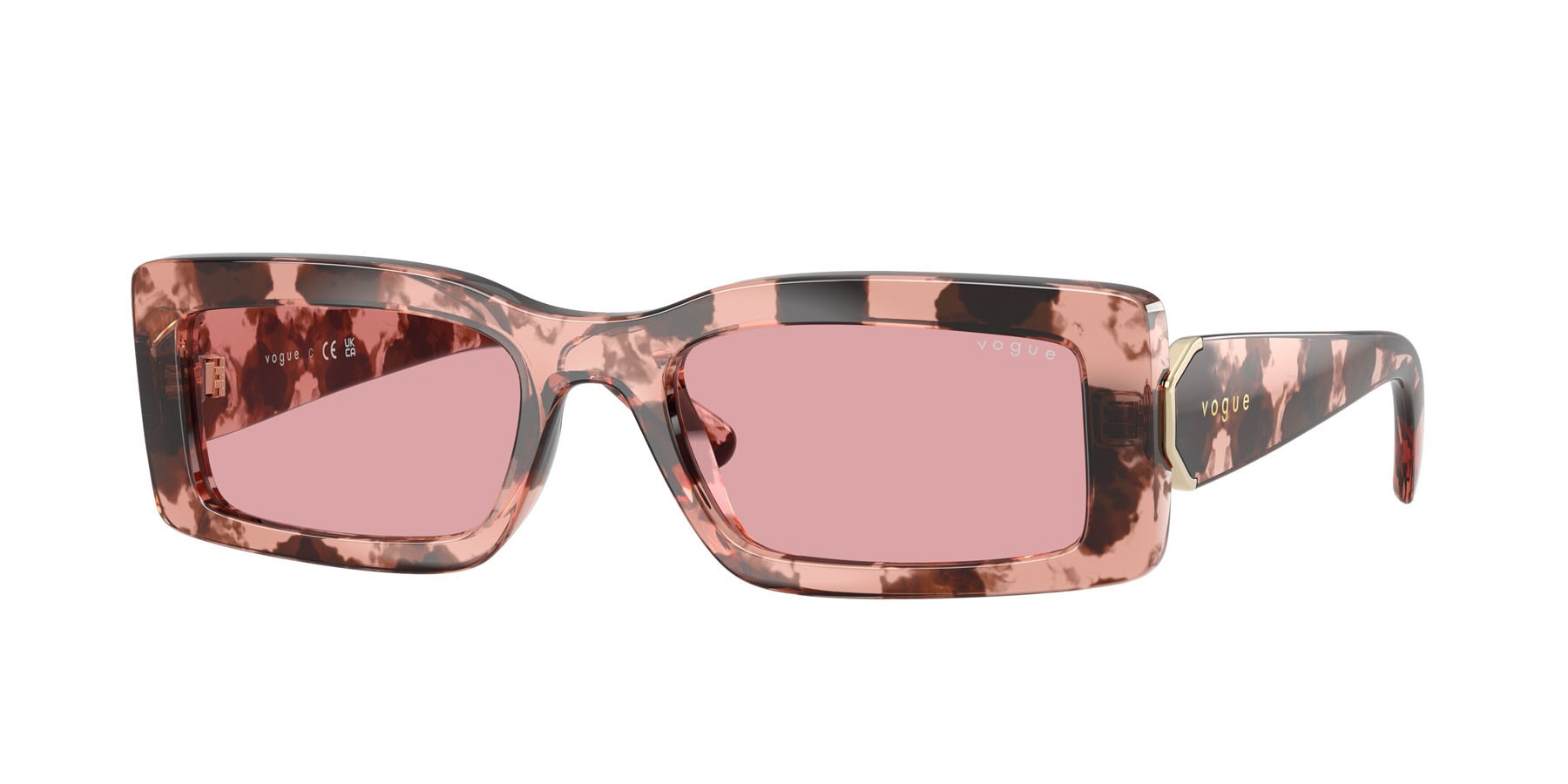Occhiali da sole Vogue VO 5674S (319984) colore havana rosa forma rettangolare lenti viola chiaro