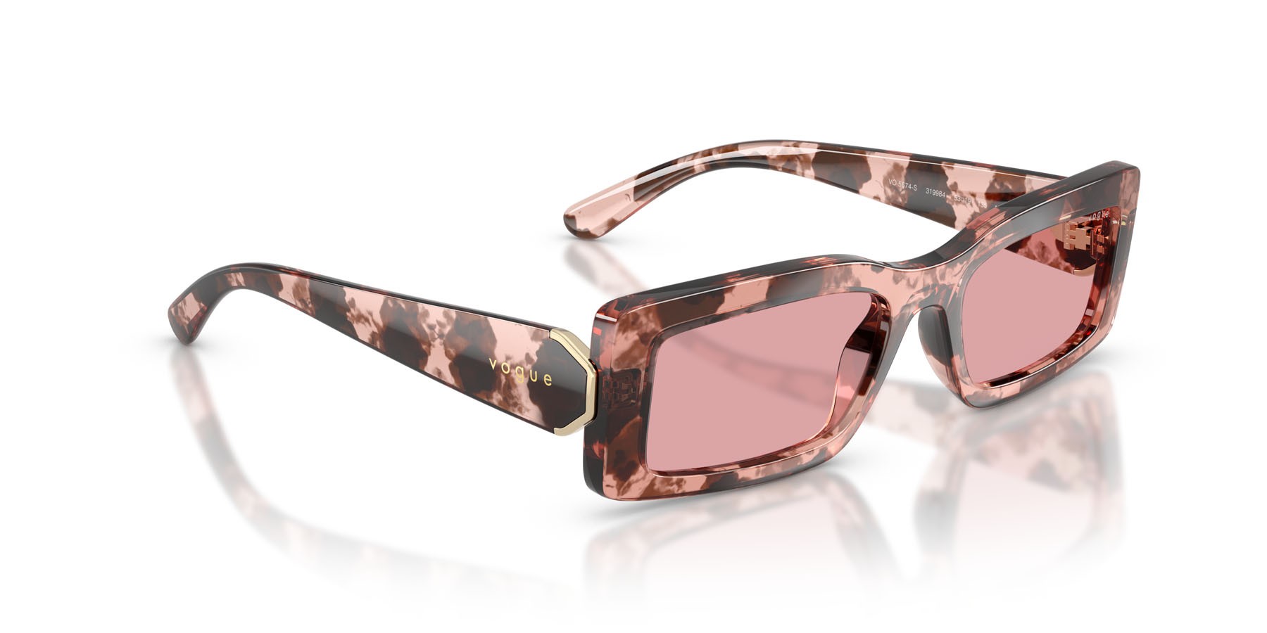 Occhiali da sole Vogue VO 5674S (319984) colore havana rosa forma rettangolare lenti viola chiaro