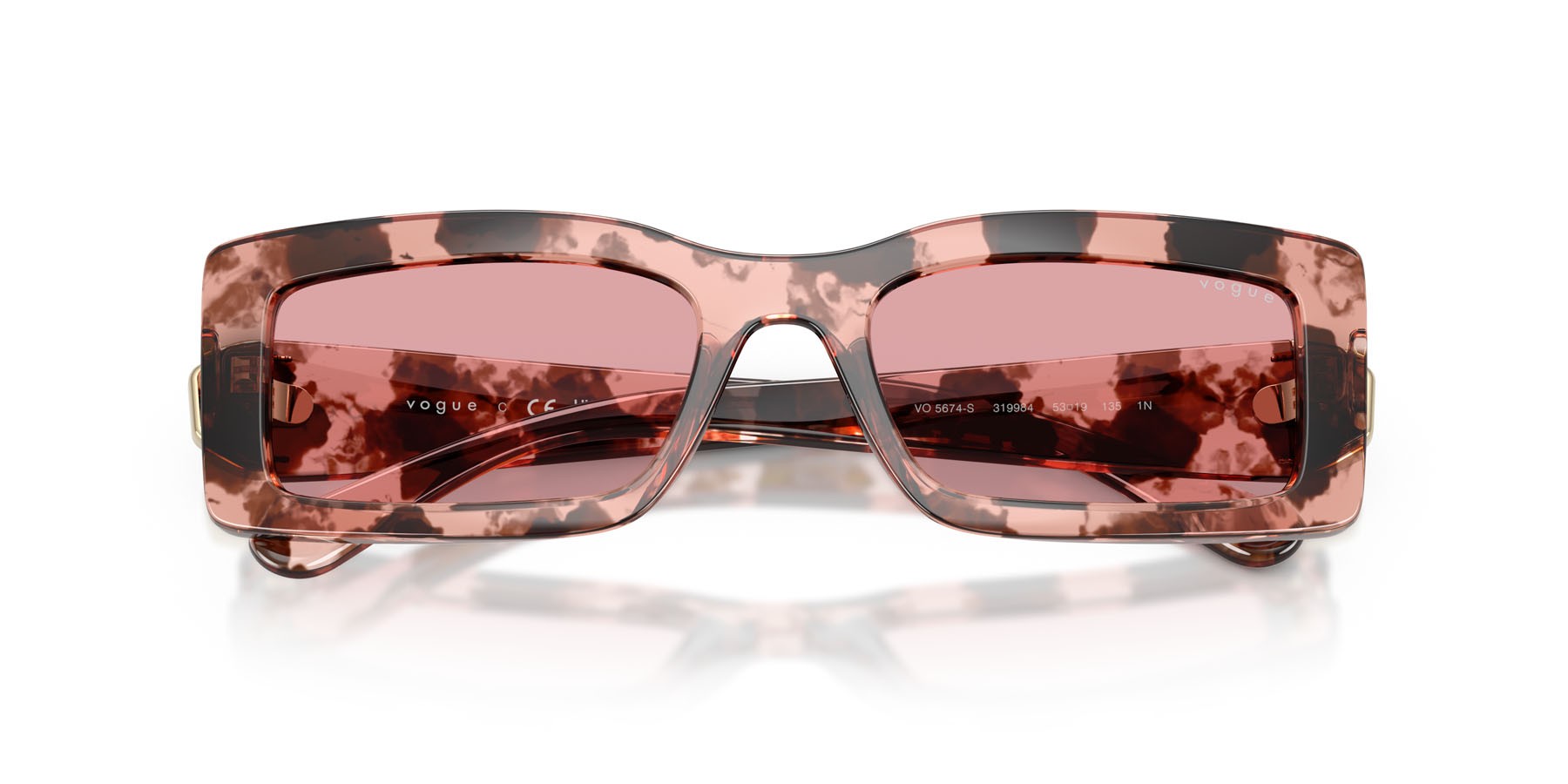 Occhiali da sole Vogue VO 5674S (319984) colore havana rosa forma rettangolare lenti viola chiaro