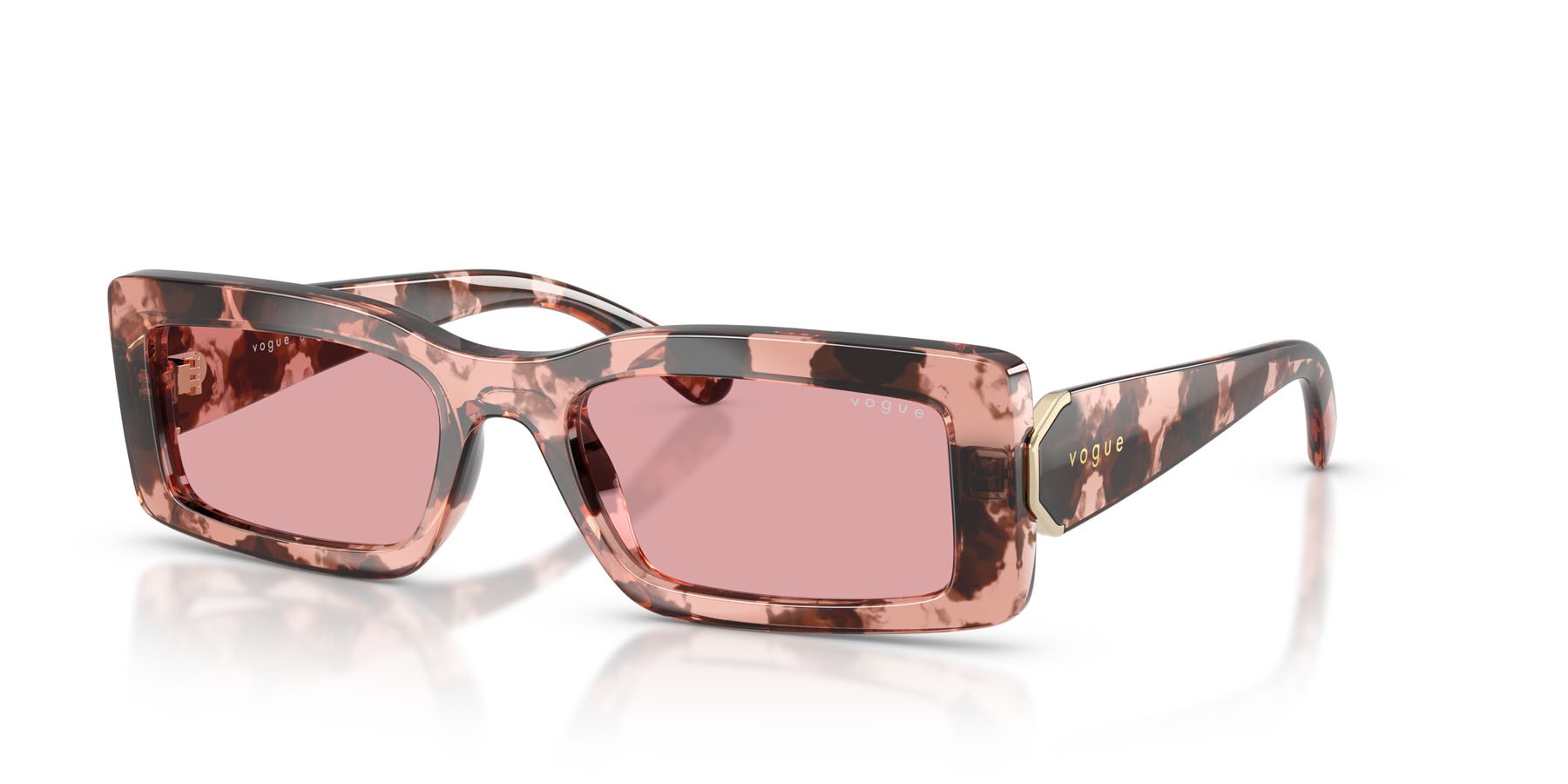 Occhiali da sole Vogue VO 5674S (319984) colore havana rosa forma rettangolare lenti viola chiaro