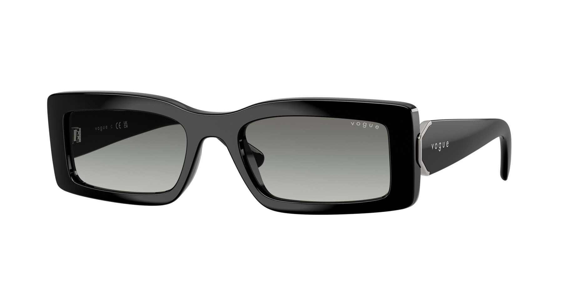 Sunglasses Vogue VO 5674S (W44/11) color nero shape rectangle lenses sfumato grigio