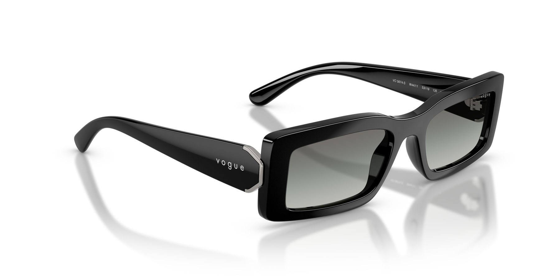 Sunglasses Vogue VO 5674S (W44/11) color nero shape rectangle lenses sfumato grigio