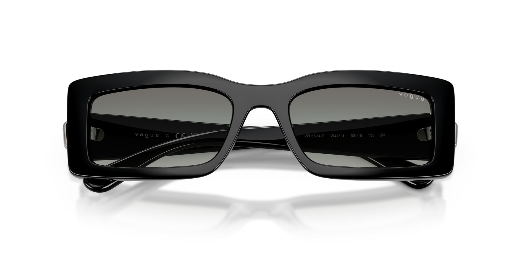 Sunglasses Vogue VO 5674S (W44/11) color nero shape rectangle lenses sfumato grigio