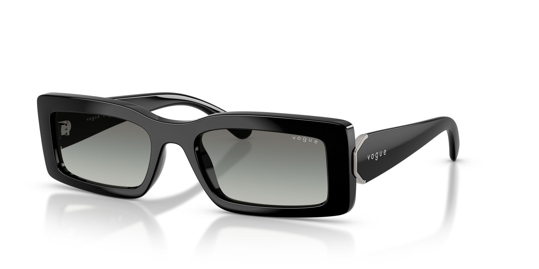 Sunglasses Vogue VO 5674S (W44/11) color nero shape rectangle lenses sfumato grigio
